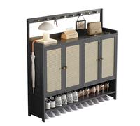 Meuble à chaussures d'entrée avec crochets, meuble de rangement à chaussures en rotin avec portes, organiseur à chaussures mince et fin, gain de place, pour couloir de salon, L : 67/98/135 CM (l 135 c