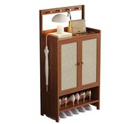 Meuble à chaussures d'entrée avec crochets, meuble de rangement à chaussures en rotin avec portes, organiseur à chaussures mince et fin, gain de place, pour couloir de salon, L : 67/98/135 CM (A 67cm)