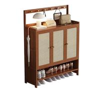 Meuble à chaussures d'entrée avec crochets, meuble de rangement à chaussures en rotin avec portes, organiseur à chaussures mince et fin, gain de place, pour couloir de salon, L : 67/98/135 CM (A 98cm)