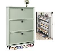 Meuble à Chaussures d'entrée élégant en Bois Vert, Design Compact, Rangement caché, Solution Autonome pour la Maison, étagère à Chaussures élégante pour l'entrée