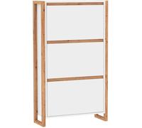 Meuble a chaussures - DENVER 49A - Blanc / Chene - 70 x 25 x 125 cm
