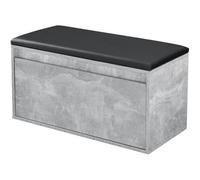 [en.casa] Banc à Chaussures Design avec Tiroir Meuble d'Entrée avec Siège Rembourré Range-Chaussures Stylé pour 3 Paires Panneau de Particules PU 80 x 39 x 45 cm Effet Béton Noir