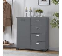 en.casa Buffet bas de rangement polyvalent 84 x 80 x 28 cm Panneau de particules Gris foncé