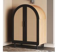 Meuble À Chaussures Élégant buffet/meuble à chaussures extérieur arrondi 70x40x100cm - 3 étagères - Portes ajourées rotin