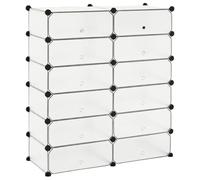 Meuble à chaussures empilable avec 12 compartiments blanc | Panneaux en plastique, structures en acier, joints inclus, meuble léger, portes individuelles