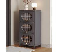 Meuble à chaussures en acier carbone avec 3 portes - Rangement à chaussures autonome pour intérieur et extérieur - Laminé amovible pour un nettoyage facile - Économie d'espace