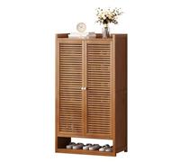 Meuble à chaussures en bambou, 2/3/4 portes, pour 18 à 42 paires avec compartiment ouvert, design peu encombrant pour entrée, couloir, hauteur 95/110 cm