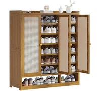 Meuble à chaussures en bambou - Armoire de rangement à chaussures à 8 couches avec portes, organiseur durable et élégant pour entrée et vestiaire