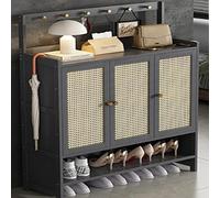 Meuble à chaussures en bambou avec rangement caché et crochets, design ventilé pour entrée et couloir, 1 à 4 portes