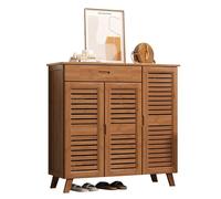 Meuble à chaussures en bambou avec tiroir, grande capacité d'entrée nizer pour 12 ou 20 paires, solution de rangement peu encombrante pour placard, salon et chambre à coucher