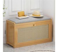 Meuble à chaussures en bambou avec tiroirs - Gain de place - Design rotin - Rangement fermé pour chaussures - Style moderne (70 x 25 x 45 cm)