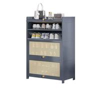 Meuble à chaussures en bambou, organiseur à 5/7/9 niveaux, armoire étroite avec étagères intérieures amovibles, porte de casier dissimulable, espace au sol de seulement 0,186 m², convient aux halls d