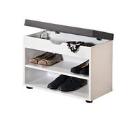 Meuble à chaussures en bois avec coussin d'assise et coffre - Blanc - L 60 x H 45 cm
