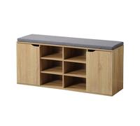 Meuble à chaussures en bois avec coussin + placards - Beige - L 100 x H 48 cm