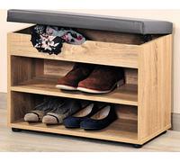 Meuble à chaussures en bois avec siège, bibliothèque de couloir avec banquette pratique