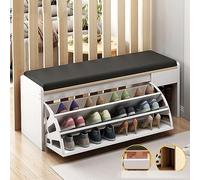 Meuble à chaussures en bois avec tiroir caché et étagères ouvertes, étagère à chaussures autoportante pour entrée, salon, couloir, appartement, blanc