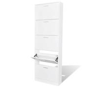 Meuble à chaussures en bois - vidaXL - 5 compartiments - Blanc - 59x17x169 cm - Capacité 15 paires - Facile à assembler