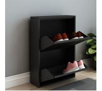 [en.casa] Meuble à Chaussures à Tiroirs Inclinés Étagère de Rangement à 2 Niveaux Range-Chaussures pour Entrée Couloir Métal 71 x 50 x 15 cm Noir