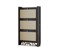 Meuble à chaussures en rotin fin avec 2 ou 3 tiroirs rabattables, rangement moderne sur pied pour entrée et salon