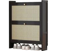 Meuble à chaussures en rotin noir avec 2 rabattables/3 tiroirs rabattables, armoire de rangement moderne ou talons, chaussons, étagère à chaussures sur pied pour salon, entrée
