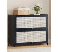 Meuble à chaussures en rotin plastique, étagère à chaussures suspendue à 90 °, étagère à chaussures de rangement monobloc pour couloir intérieur extérieur, armoire à chaussures d'entrée à porte rabatt