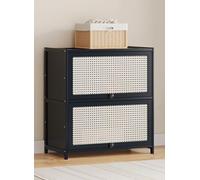 Meuble à chaussures en rotin plastique, étagère à chaussures suspendue à 90 °, étagère à chaussures de rangement monobloc pour couloir intérieur extérieur, armoire à chaussures d'entrée à porte rabatt