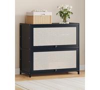 Meuble à chaussures en rotin plastique, étagère à chaussures suspendue à 90 °, étagère à chaussures de rangement monobloc pour couloir intérieur extérieur, armoire à chaussures d'entrée à porte rabatt