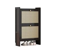 Meuble à chaussures en rotin pour entrée, meuble de rangement fin pour chaussures, avec 2 étagères rabattables/3 étagères rabattables, meuble à chaussures d'entrée moderne en bois pour baskets, chau