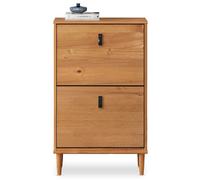 Meuble à chaussures entrée Mikka 2 abattants en bois massif coloris chêne pour jusqu'à 10 paires 59 x 96 x 25 cm