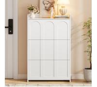 Meuble à chaussures étagère 6 compartiments MDF blanc 70x25x120 cm rangement haut pour entrée hall salon bureau