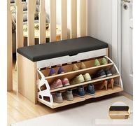 Meuble à chaussures - Étagère à chaussures d'entrée avec compartiment de rangement supérieur, rangement autonome en bois avec tiroir caché et étagères ouvertes pour couloir, salon ou appartement