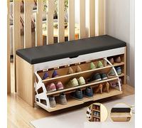 Meuble à chaussures - Étagère à chaussures d'entrée avec compartiment de rangement supérieur, rangement autonome en bois avec tiroir caché et étagères ouvertes pour couloir, salon ou appartement