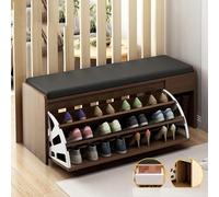 Meuble à chaussures, étagère à chaussures en bois autonome avec compartiment de rangement supérieur, 1 tiroir caché et étagères ouvertes pour entrée ou salon