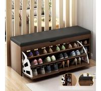 Meuble à chaussures, étagère à chaussures en bois autonome avec compartiment de rangement supérieur, 1 tiroir caché et étagères ouvertes pour entrée ou salon