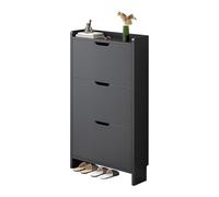 Meuble à chaussures, étagère de rangement en bois à 2 portes pour entrée, design fin de 17 cm, organiseur de chaussures élégant et fonctionnel
