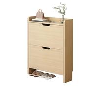 Meuble à chaussures, étagère de rangement en bois à 2 portes pour entrée, design fin de 17 cm, organiseur de chaussures élégant et fonctionnel