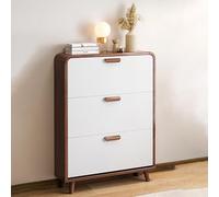 Meuble à chaussures étroit avec tiroirs rabattables pour entrée - Meuble de rangement armoire chaussures etroit 17/24 cm de profondeur pour couloir, salon ou véran Brown+White Single-tier:60×17×119cm