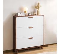 Meuble à chaussures étroit avec tiroirs rabattables pour entrée - Meuble de rangement armoire chaussures etroit 17/24 cm de profondeur pour couloir, salon ou véra Brown+White Double-tier:100×24×119cm