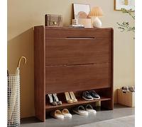 Meuble à chaussures étroit en bois avec 1 tiroir pour économiser de l'espace avec portes battantes Idéal pour chambre à coucher et salon Finition noyer 60 x 30 x 90 cm