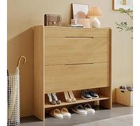 Meuble à chaussures étroit en bois avec 1 tiroir pour économiser de l'espace avec portes rabattables, rangement de chaussures élégant pour chambre à coucher et salon (couleur : bûche taille : 100 x 25