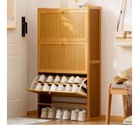 Meuble à chaussures étroit en bois avec 3 tiroirs pliants, organisateur de chaussures fin, parfait pour le couloir, le foyer et les solutions de porte d'entrée.