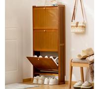 Meuble à chaussures étroit en bois avec 3 tiroirs pliants - Organiseur de rangement élégant pour couloir, foyer et porte - Design compact