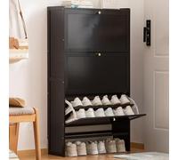 Meuble à chaussures étroit en bois avec 3 tiroirs pliants, organiseur de rangement pour entrée, gain de place, étagère à chaussures pour couloir, foyer et porte d'entrée