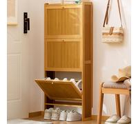 Meuble à chaussures étroit en bois avec 3 tiroirs pliants - Organiseur d'entrée compact pour couloir, foyer et porte d'entrée - Design gain de place