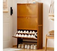 Meuble à chaussures étroit en bois avec 3 tiroirs pliants pour économiser de l'espace pour entrée, entrée, couloir, solution de rangement élégante pour les petits espaces