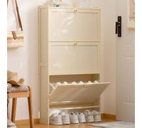 Meuble à chaussures étroit en bois avec 3 tiroirs rabattables, organiseur élégant pour entrée, gain de place, rangement de chaussures pour couloir, foyer et porte, solution de rangement moderne