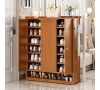 Meuble à chaussures étroit en bois avec portes cachées Marron 90 x 32 x 115 cm Idéal pour entrée ou couloir Profondeur 32 cm