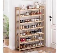 Meuble à chaussures étroit en bois ouvert pour la maison, peut contenir des talons hauts et des baskets, 140 cm, solution élégante pour économiser de l'espace