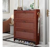 Meuble à chaussures étroit et fin avec 3 tiroirs pliants indépendants avec étagère extractible Marron 70 x 17 x 120 cm