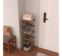 Meuble a Chaussures Exterieur Imperméable,Meuble Chaussure Bois, Range Chaussure, Étagère à Chaussures Haute et Étroite for Entrée, Dortoir, sous Le Lit,25*25*105cm (6) (Couleur bois gris foncé)